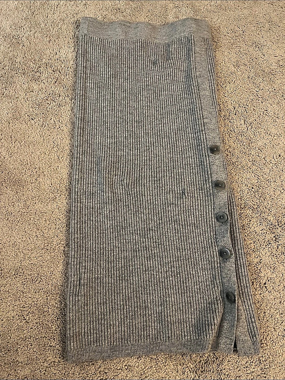 Club Monaco Ribbed Button Front Midi Skirt Gray XS